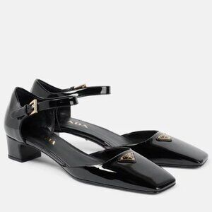 BNIB PRADA Modellerie Logo D'Orsay Square Toe Ankle Strap D'Orsay Pumps Heels